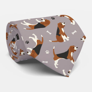Cravate Cute Beagles Paws and Bones Gray