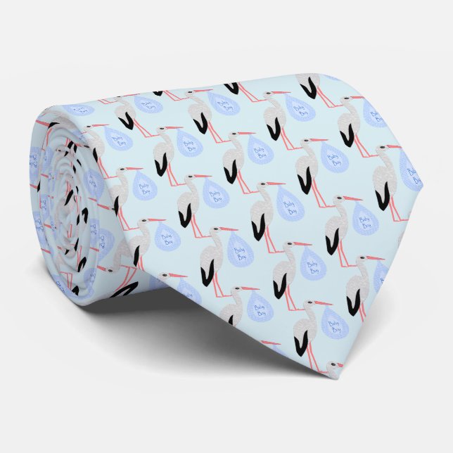 Cravate Cute Blue Baby Boy Stork (Roulé)