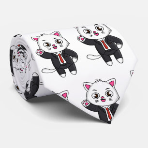 Cravate Cute chaton chat en costume d'affaires dessin anim