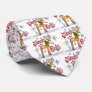 Cravate Cute Christmas Reindeer, Jingle Bells Snowflakes