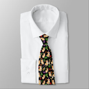 Cravate Cute Corgi and Vegetables Motif alimentaire