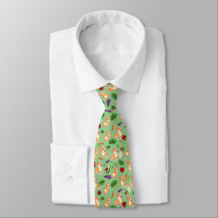 Cravate Cute Corgi and Vegetables Motif alimentaire
