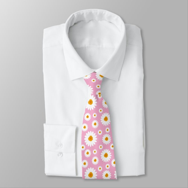 Cravate Cute Daisy Flower Pattern On A Pink (Attaché)