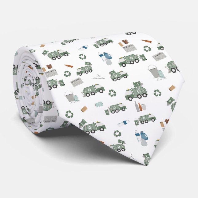 Cravate Cute Green Recycling Camion Enfants Véhicules Moti (Roulé)