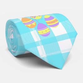 Cravate Cute Hoppy Motif de flanelle bleue aux oeufs de Pâ