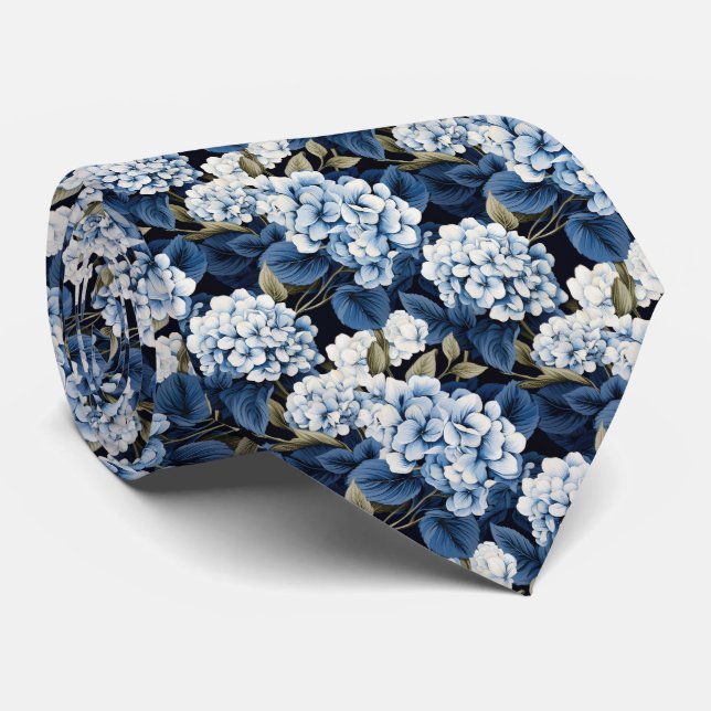 Cravate Cute Hydrangea motif carrelé de fleurs (Roulé)