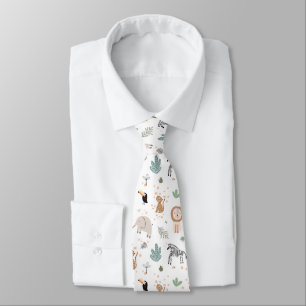 Cravate Cute Jungle Rainforest Animals Pattern