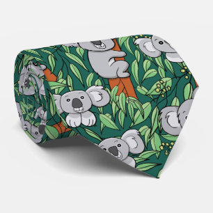 Cravate Cute Koala Motif Vert foncé
