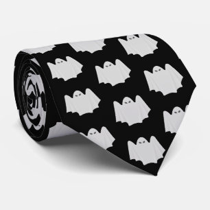 Cravate Cute Motif fantôme noir et blanc Halloween