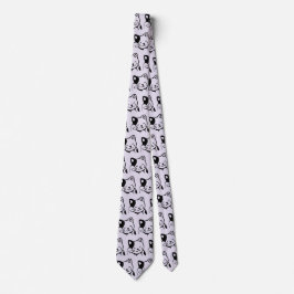 Cravate Cute noir et blanc Kitty Chat Waving Bonjour