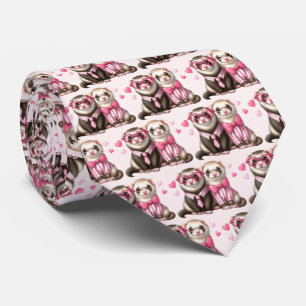 Cravate Cute Otter Couple dans Love Valentine's Day Motif