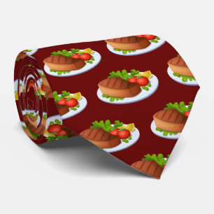 Cravate Cute tiled steak dinner pattern