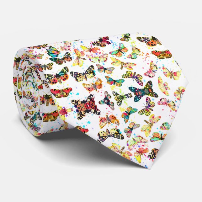Cravate Cute Trendy Watercolor Butterflies (Roulé)