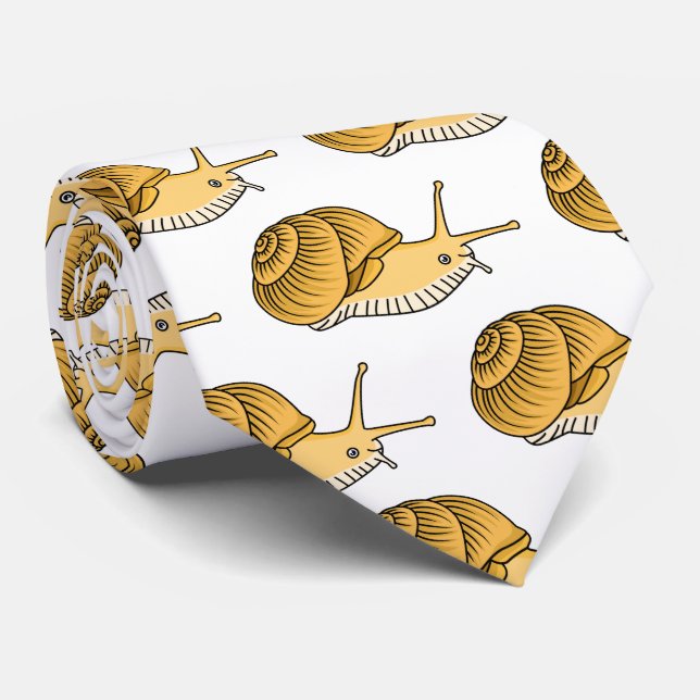 Cravate Cute yellow snail cartoon (Roulé)
