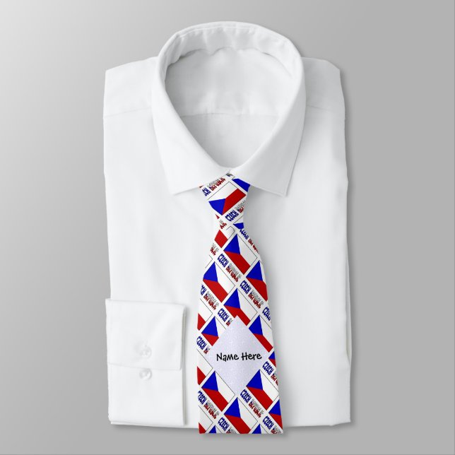Cravate Czech and Czech Republic Flag Tiled with Your Name (Attaché)