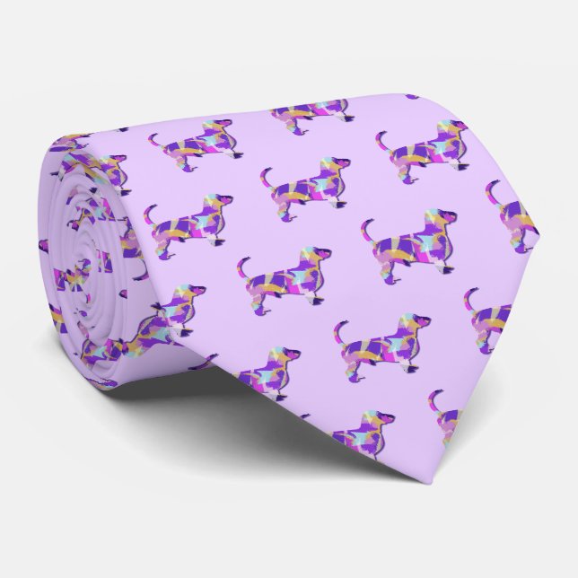Cravate Dachshund Daxie Chien Silhouette Purple Cou Lt (Roulé)