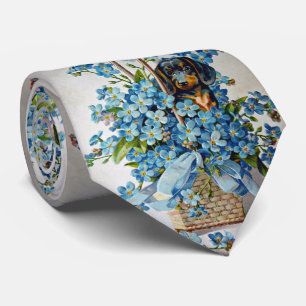 Cravate Dachshund et Forget-Me-Nots