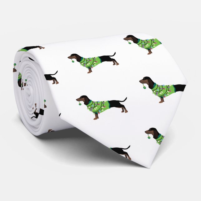 Cravate Dachshund Happy Holidays Design (Roulé)