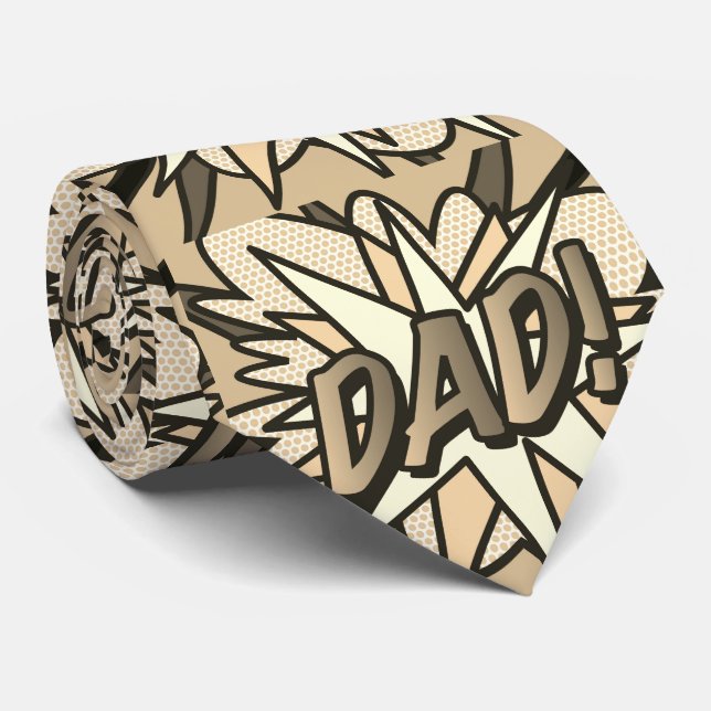 Cravate DAD Superhero bande dessinée Typographie amusant (Roulé)