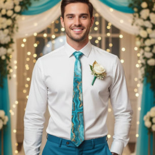 Cravate d'agate de Parties scintillant Turquoise e