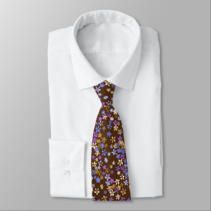 Cravate Daisy Dot Floral Brown à deux côtés imprimé