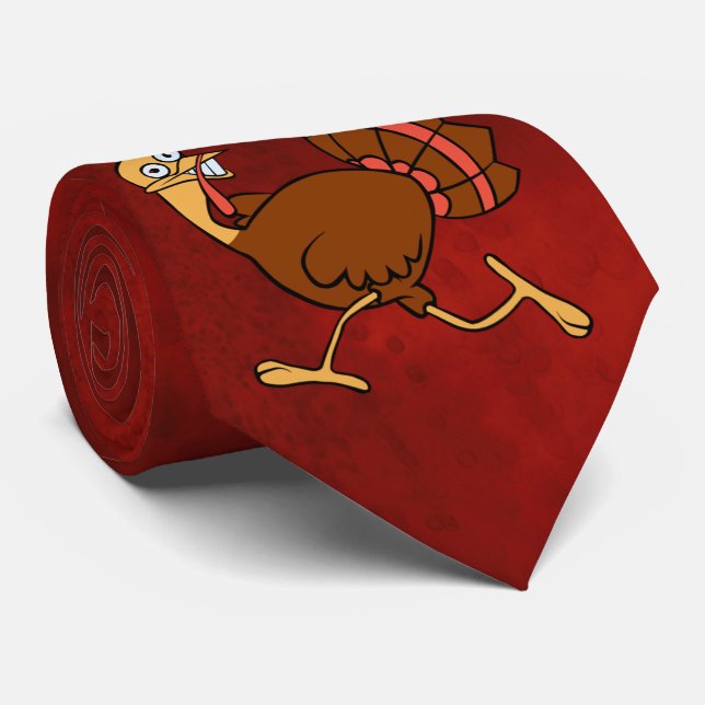 Cravate Dale Crazy Turquie Thanksgiving Rouge (Roulé)
