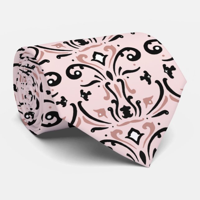 Cravate Damas rose et noir (Roulé)
