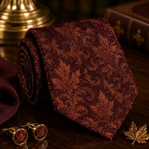 Cravate Damassé de luxe feuille d'automne de Bourgogne