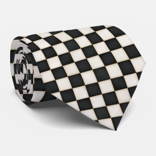 Cravate Damier noir et blanc antique