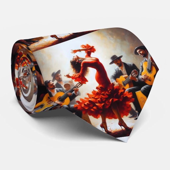 Cravate Danse flamenco Musique espagnole (Roulé)