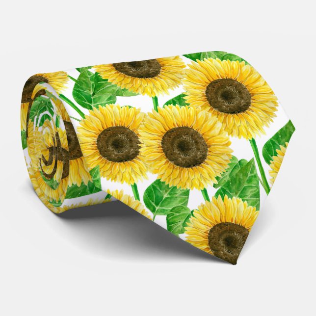 Cravate d'aquarelle des tournesols (Roulé)
