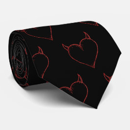 Cravate de coeur rouge et noir masculin