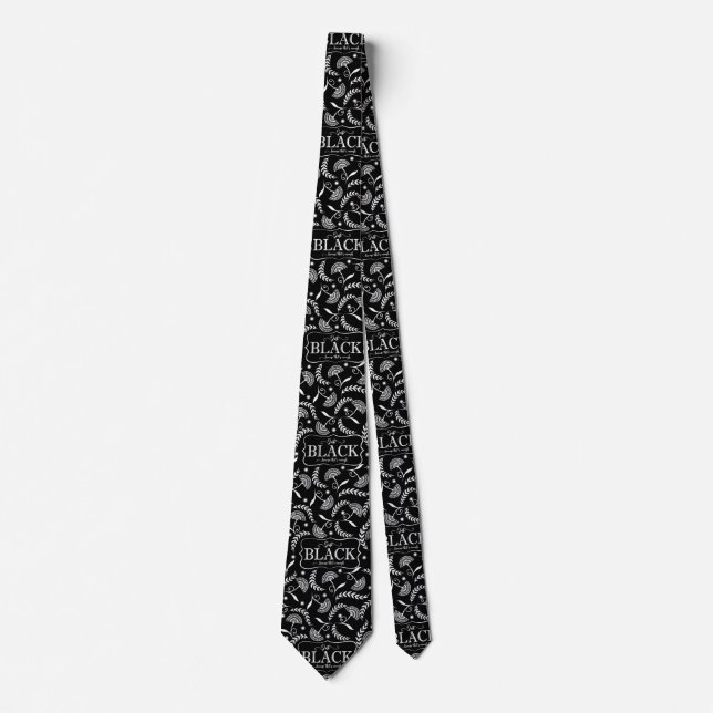 Cravate de concepteur d'histoire noire Damask pour (Devant)