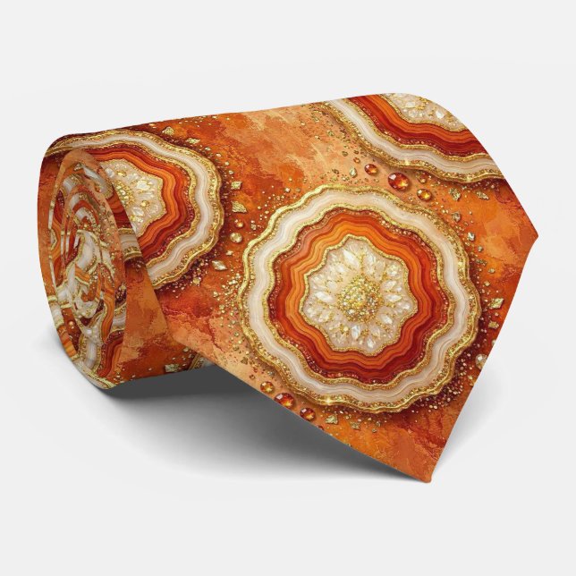 Cravate de costume de luxe | Tie Rust + Geode Or (Roulé)