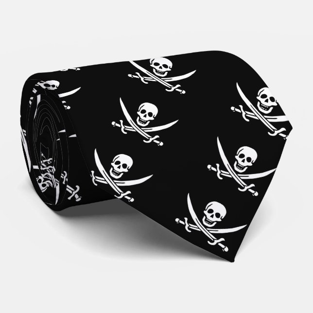 Cravate de "drapeau de pirate de Jack de calicot" (Roulé)