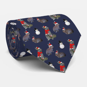 Cravate de fête de Noël Kits (Marine)