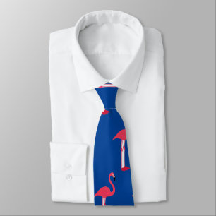 Cravate de Flamants roses roses en bleu - HAMbWG