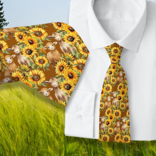 Cravate De Fleurs De Soleil Avec Animaux De Ferme