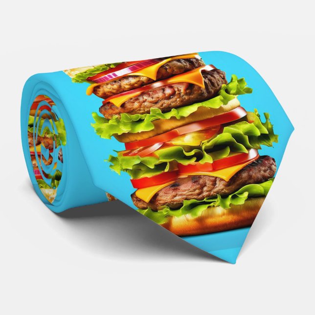 Cravate de hamburger géant bleu (Roulé)