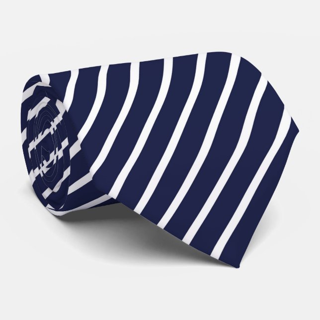 Cravate de la diagonale blanche bleue de la marine (Roulé)