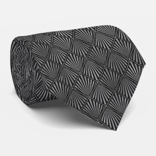 Cravate de luxe Silver et Black Art Déco
