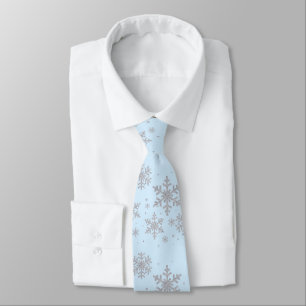 Cravate de mariage d'hiver Blue and Silver Snowfla