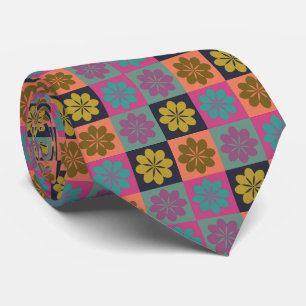Cravate de modèle floral géométrique rétro