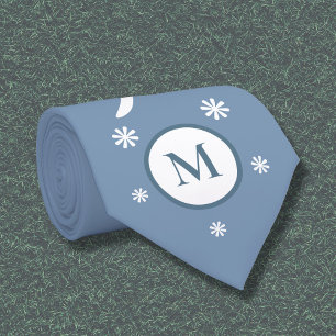 Cravate de monogramme à fleurs bleues Dusty