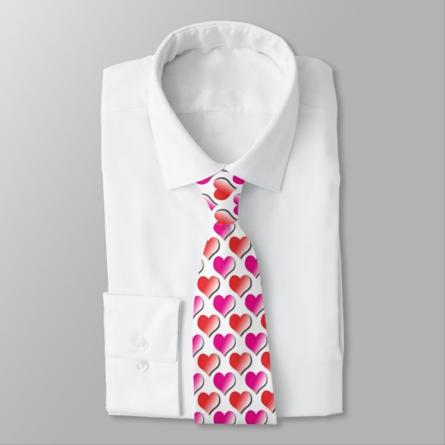 Cravate de Motif Coeurs rouge et rose Polka (Attaché)