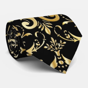 Cravate de motif Damas noir et or