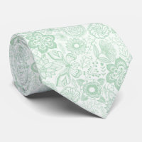 Cravate de Motif de dentelle verte et blanche