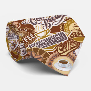 Cravate de motif de tasse d'art de mot de café
