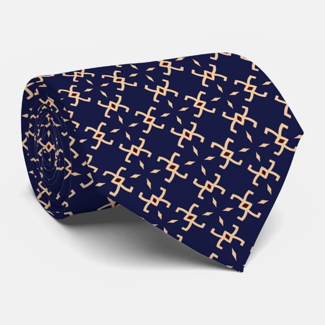 Cravate de Motif géométrique Abstraite bleu foncé (Roulé)