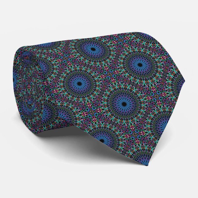 Cravate de Motif Green Blue Mandala (Roulé)